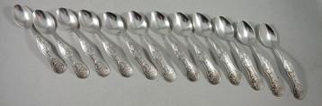 12 zilveren moccalepeltjes Biedermeier antiek 835 zilver beschikbaar voor biedingen