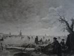ets ijsvermaak, schaatsers en eenden jagers W. Steelink, Antiek en Kunst, Kunst | Etsen en Gravures, Verzenden
