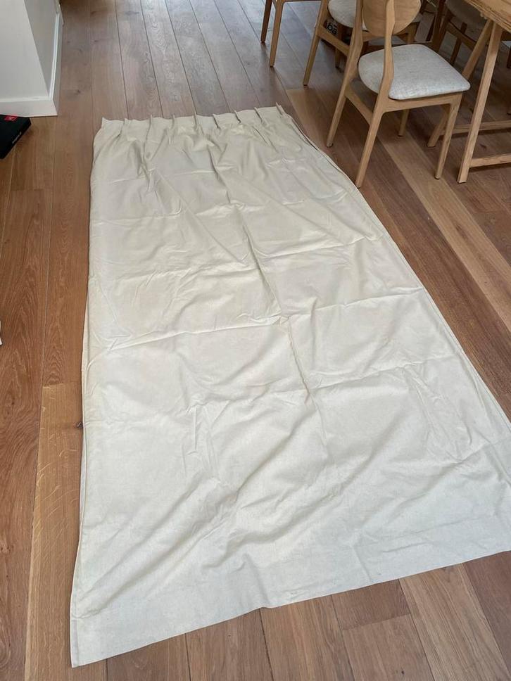 Beige verduisterende gordijnen (linnen stof), Huis en Inrichting, Stoffering | Gordijnen en Lamellen, Gebruikt, 200 cm of meer