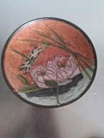 Vintage Messing Schaal op Voet - Handbeschilderd, Ophalen of Verzenden