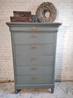 Antieke ladekast chiffoniere Biedermeier olijfgroen, Ophalen of Verzenden