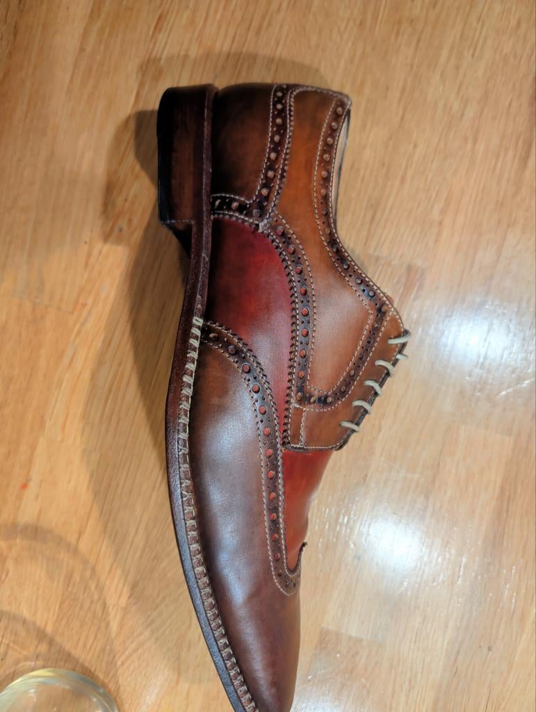 Luxe Giorgio 1958 Platinum Brogues, Maat 44 Handmade Italie, Kleding | Heren, Schoenen, Bruin, Giorgio, Ophalen of Verzenden, Gedragen