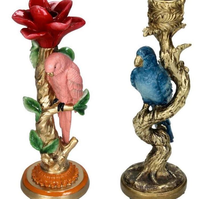 Kandelaar parkiet multicolour of blauw birdcandle vogel VdlM, Huis en Inrichting, Woonaccessoires | Kandelaars en Kaarsen, Nieuw