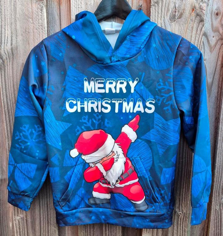 Kerst lichtgewicht hoodie - maat 134, Kinderen en Baby's, Kinderkleding | Maat 134, Zo goed als nieuw, Jongen, Shirt of Longsleeve