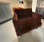 Fauteuil stoel stof donker bruin zwarte poot nieuw, Ophalen, Nieuw, 75 tot 100 cm, Stof