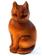 Houten Netsuke van een Kat Japan, Ophalen of Verzenden