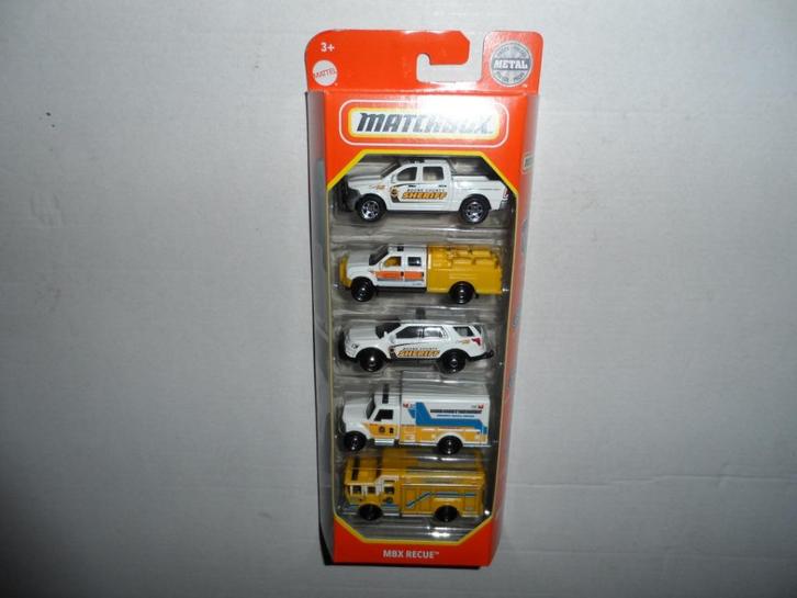 Matchbox 5 Pack - MBX Rescue (2021) 1:64 D7, Hobby en Vrije tijd, Modelauto's | Overige schalen, Nieuw, Auto, Ophalen of Verzenden