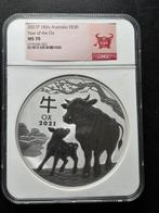 1 kilo lunar 3 2021 year of the Ox - NGC MS70 - zilver, Ophalen of Verzenden, Zilver
