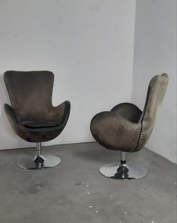 Set van 2 retro fauteuils mooi patina suède leer DUURZAAM beschikbaar voor biedingen
