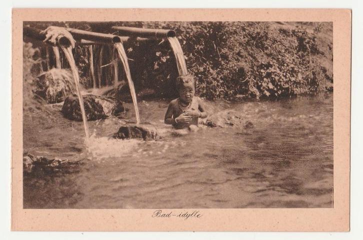Ned. Indië.  Bad - iddylle.   Garoet., Verzamelen, Ansichtkaarten | Nederland, Ongelopen, Zuid-Holland, Voor 1920, Verzenden