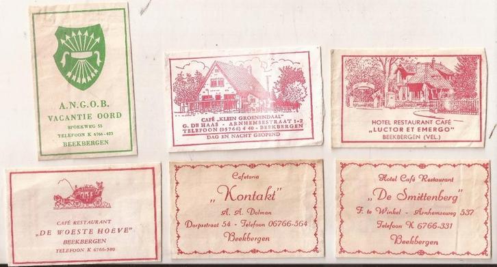 Beekbergen 6 suikerzakjes 50/60er jaren, Verzamelen, Suikerzakjes, Nederland, Ophalen of Verzenden