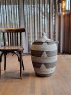 Afrikaanse zwarte mand fairtrade handgemaakt in Senegal, Ophalen of Verzenden, Nieuw, Rond, Riet