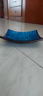 Handgemaakte vierkante mozaïek schaal blauw/ turquoise, Ophalen, Zo goed als nieuw