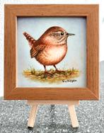 Mini schilderij Winterkoninkje, Antiek en Kunst, Kunst | Schilderijen | Klassiek, Ophalen of Verzenden