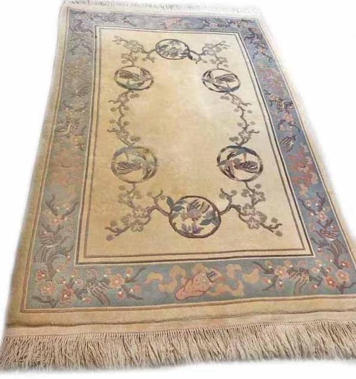 Chinees tapijt - vloerkleed wol vintage creme kleed, Huis en Inrichting, Stoffering | Tapijten en Kleden, Gebruikt, 100 tot 150 cm