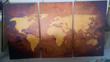 drieluik wereldkaart 1 paneel is 90 x 50 cm beschikbaar voor biedingen