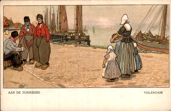 Aan de zuiderzee- Volemdam, Verzamelen, Ansichtkaarten | Nederland, Gelopen, Noord-Holland, Voor 1920, Ophalen of Verzenden