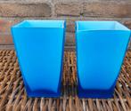 Theelicht houders blauw vaasjes, Ophalen of Verzenden, Blauw, Glas, Minder dan 50 cm