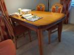 Blank eiken eettafel met 4 stoelen, Huis en Inrichting, Tafels | Eettafels, 50 tot 100 cm, 100 tot 150 cm, Gebruikt, Rechthoekig