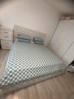Wit Boxspring 180x200 met nachtkastjes en matras en opberg, Huis en Inrichting, Slaapkamer | Boxsprings, Ophalen, Gebruikt, Wit