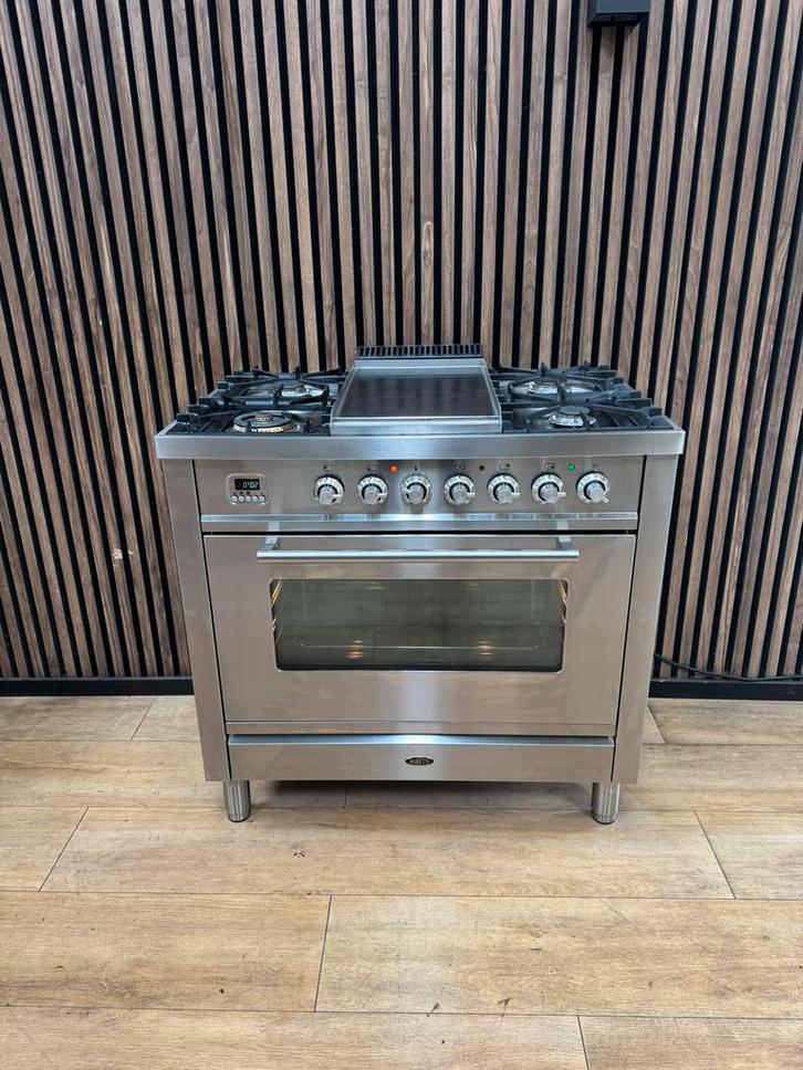 Zeer Luxe Rvs Boretti Fornuis 90 cm  (Gratis bezorgen), Witgoed en Apparatuur, Fornuizen, Zo goed als nieuw, Vrijstaand, Gas, 5 kookzones of meer