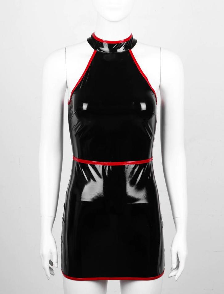 Zwarte rode wetlook jurk jurkje lak leer lakleer sexy, Kleding | Dames, Jurken, Nieuw, Zwart, Boven de knie, Verzenden
