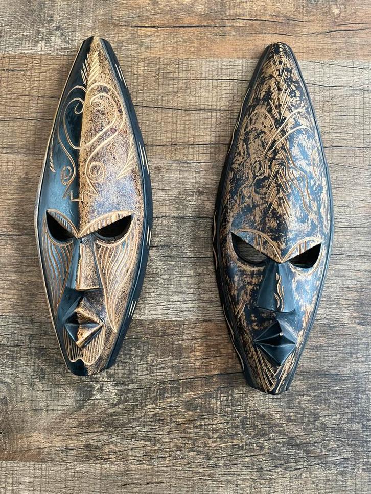 Houten Tiki maskers, Antiek en Kunst, Kunst | Niet-Westerse kunst, Ophalen