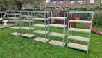 Stevige metalen stellingkasten met houten planken, Huis en Inrichting, Ophalen, Gebruikt