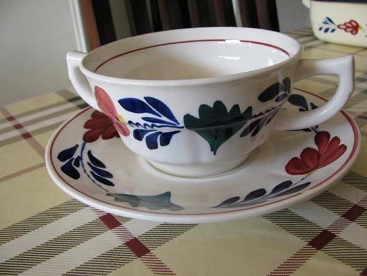 Boerenbont soepkom + schotel SC483A Boerenbond, Huis en Inrichting, Keuken | Servies, Gebruikt, Kop(pen) en/of Schotel(s), Boerenbont