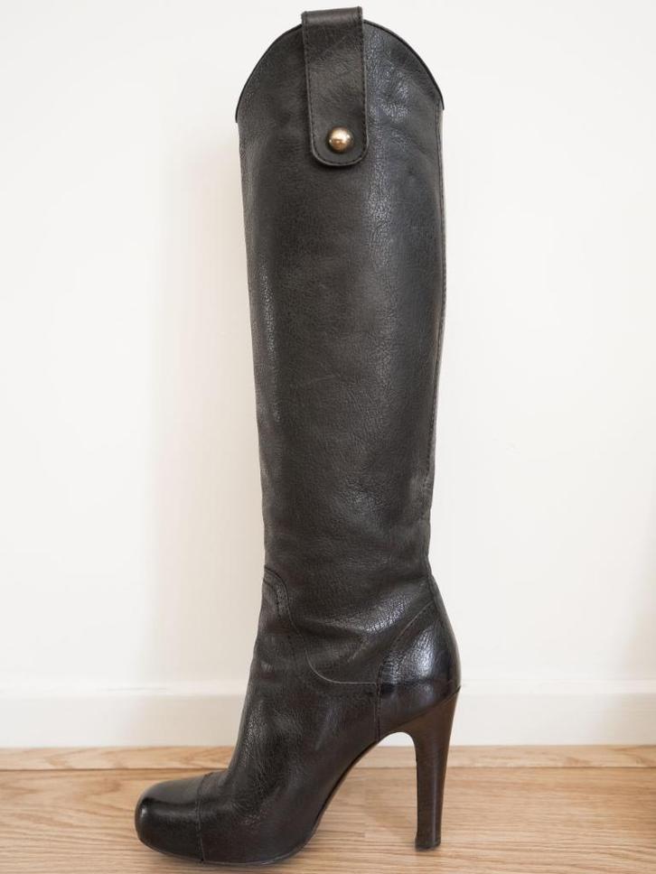 Dolce & Gabbana – zwarte leren laarzen mt 39, Kleding | Dames, Schoenen, Zo goed als nieuw, Hoge laarzen, Zwart, Ophalen of Verzenden