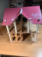 Houten poppenhuis met houten meubeltjes, Ophalen, Gebruikt, Poppenhuis