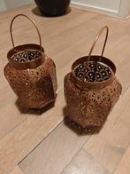 Sfeervolle windlichten voor waxinelichtjes - 18 cm, Bruin, Ophalen of Verzenden, Zo goed als nieuw, Metaal