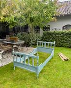 ANTIEK OLD BLUE LEDIKANT met MOOIE PATINA.  90x175cm, Antiek en Kunst, Ophalen