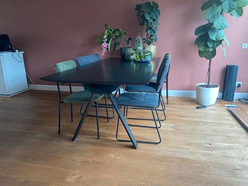 Eettafel zwart 220/100, Huis en Inrichting, Tafels | Eettafels, Gebruikt, 100 tot 150 cm, 200 cm of meer, Vijf personen of meer