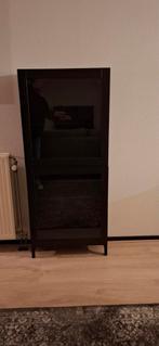 Zwartbruin vitrine kastjes, 100 tot 150 cm, Zo goed als nieuw, Minder dan 25 cm, Met deur(en)