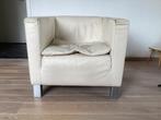 Wit leren kubus fauteuil te koop, Huis en Inrichting, Fauteuils, Ophalen, Gebruikt, Minder dan 75 cm, Leer