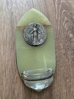 Wijwaterbakje van onyx verzilverde wonderdadige medaille, Ophalen of Verzenden, Zo goed als nieuw, Overige typen, Christendom | Katholiek