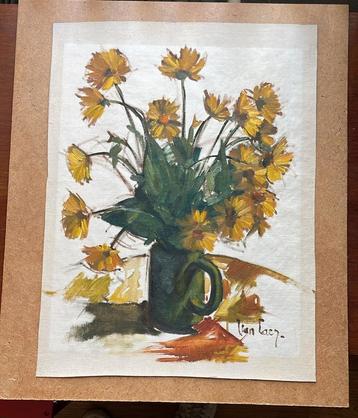 Schilderij vol vrolijke bloemen beschikbaar voor biedingen