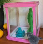 Houten windlicht lantaarn stolp vitrinekastje pronkkastje, Overige kleuren, 25 tot 50 cm, Ophalen of Verzenden, Zo goed als nieuw