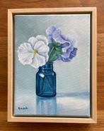 Olieverfschilderij “viooltjes” 18x24 cm nieuw, Ophalen of Verzenden