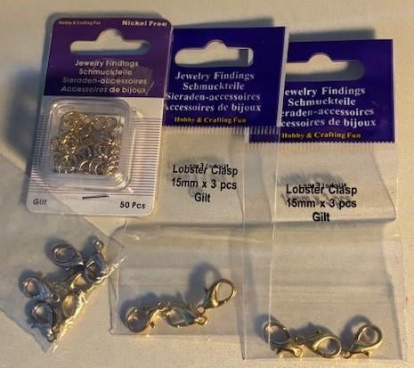Sieraden accessoires - lobster clasps (15mm)+ringetjes-nieuw, Ophalen of Verzenden, Nieuw, Overige typen