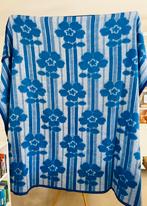 Vintage retro deken made in france blauw 70s acryl, Ophalen of Verzenden, Zo goed als nieuw