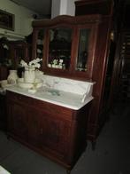 antieke eiken commode kaptafel met marmerblad en spiegel ., Ophalen, 100 tot 150 cm, Zo goed als nieuw, Hout