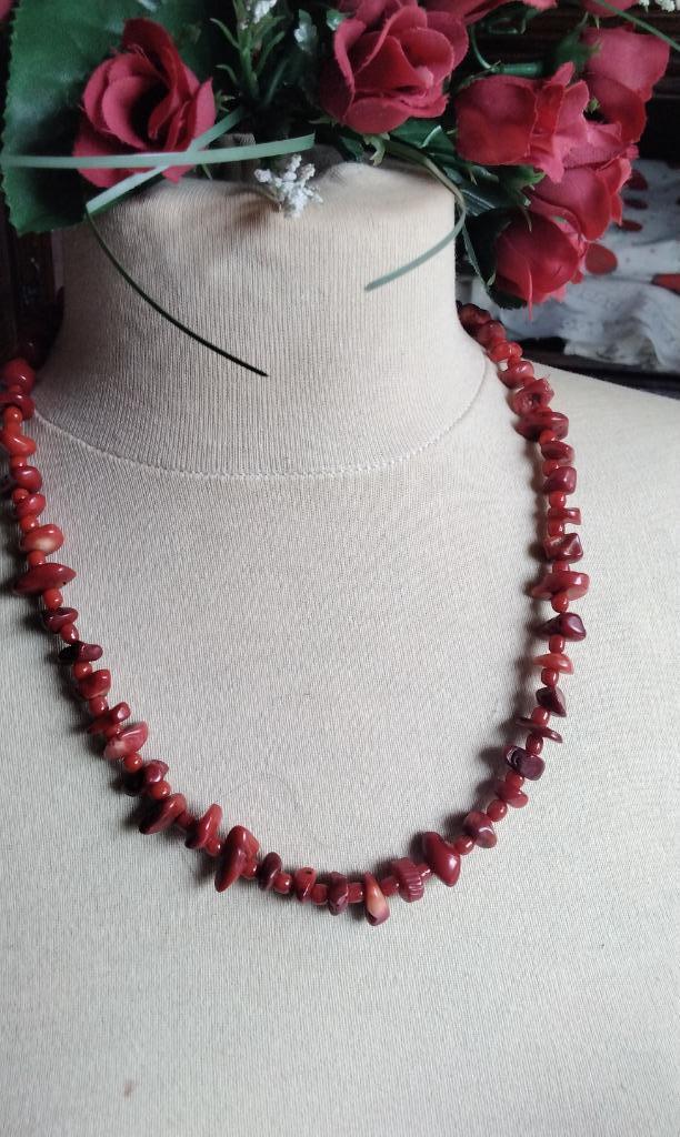 Prachtige Ketting Bloedkoraal Rode Koralen Zilver 925, Sieraden, Tassen en Uiterlijk, Kettingen, Nieuw, Steen of Mineraal, Rood