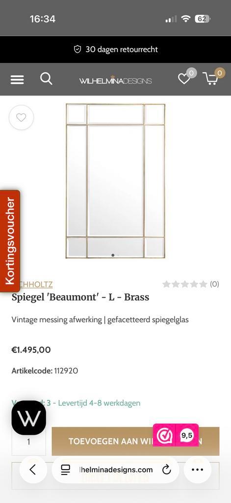 Eichholtz spiegel ‘Mirror Beaumont’, Huis en Inrichting, Woonaccessoires | Spiegels, Nieuw, 125 cm of meer, 100 tot 150 cm, Rechthoekig