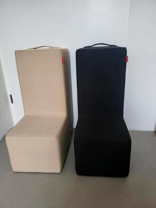 Lummel 2x design poef/ blokstoelen, Huis en Inrichting, Stoelen, Zo goed als nieuw, Twee, Stof, Zwart, Ophalen of Verzenden