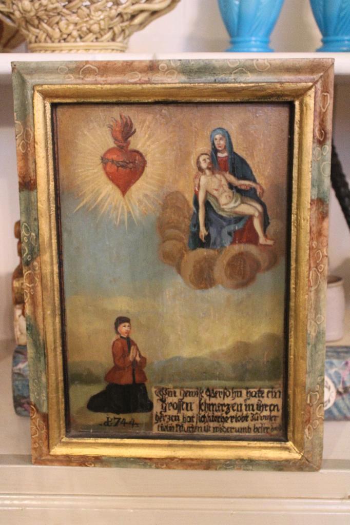 Antieke franse ex voto tableau heilig hart lijst 18e eeuw, Antiek en Kunst, Antiek | Religie, Ophalen