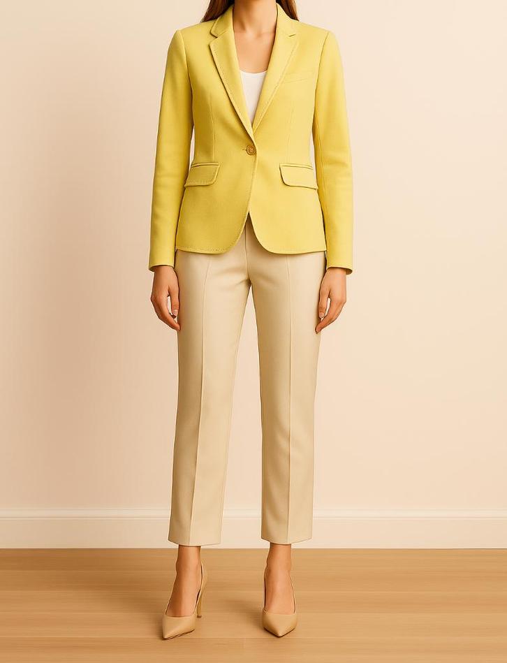 Massimo Dutti elegante blazer maat 36/38, Kleding | Dames, Jasjes, Kostuums en Pakken, Zo goed als nieuw, Jasje, Maat 36 (S), Geel