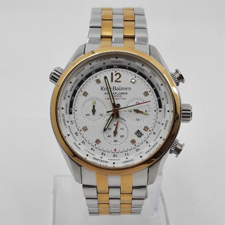Krug Baümen Air Explorer Gold and Silver Watch, Sieraden, Tassen en Uiterlijk, Horloges | Heren, Zo goed als nieuw, Polshorloge