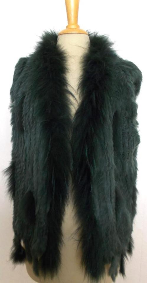 Prachtig groen konijn bont gilet/vest! L, Kleding | Dames, Truien en Vesten, Zo goed als nieuw, Maat 42/44 (L), Groen, Verzenden